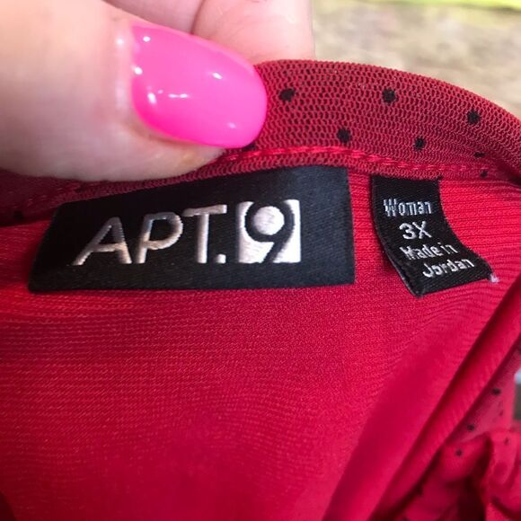 Apt 9 Size 3X Red and Black Polka Dot Blouse - Picture 5 of 7